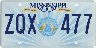 MS license plate ZQX477