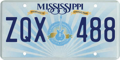 MS license plate ZQX488