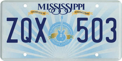 MS license plate ZQX503