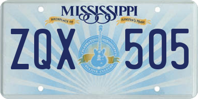 MS license plate ZQX505