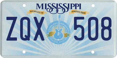 MS license plate ZQX508