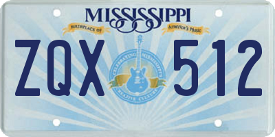 MS license plate ZQX512