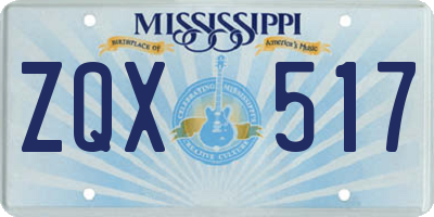 MS license plate ZQX517