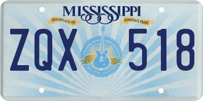 MS license plate ZQX518