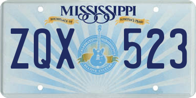 MS license plate ZQX523