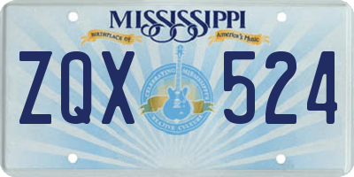 MS license plate ZQX524