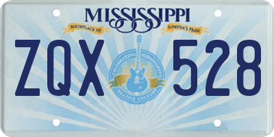 MS license plate ZQX528