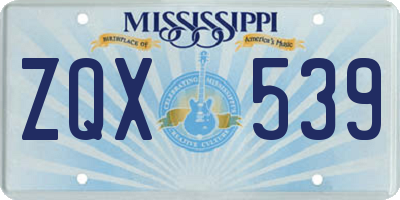 MS license plate ZQX539