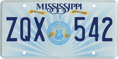 MS license plate ZQX542