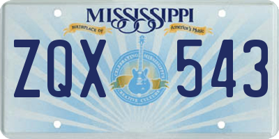 MS license plate ZQX543