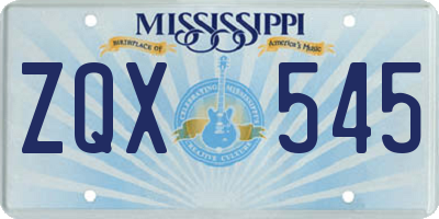 MS license plate ZQX545