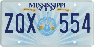 MS license plate ZQX554