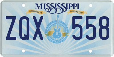 MS license plate ZQX558
