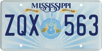 MS license plate ZQX563