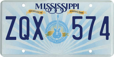 MS license plate ZQX574