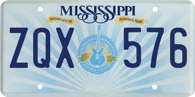 MS license plate ZQX576
