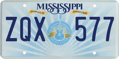 MS license plate ZQX577