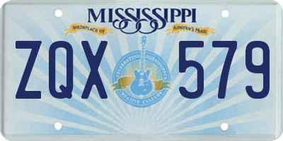 MS license plate ZQX579
