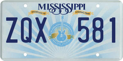 MS license plate ZQX581