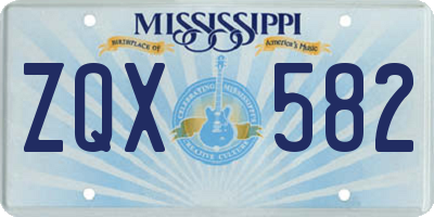 MS license plate ZQX582