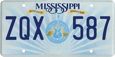 MS license plate ZQX587