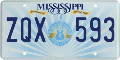 MS license plate ZQX593