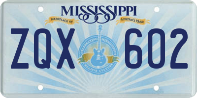 MS license plate ZQX602