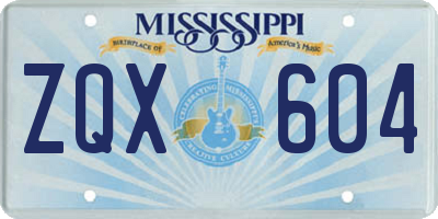 MS license plate ZQX604