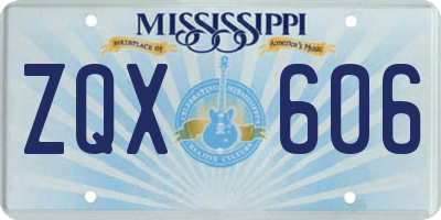 MS license plate ZQX606