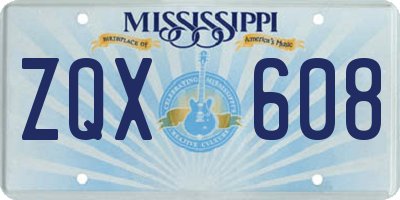 MS license plate ZQX608