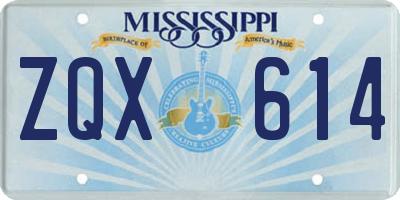 MS license plate ZQX614