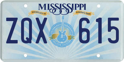 MS license plate ZQX615