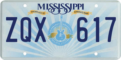 MS license plate ZQX617