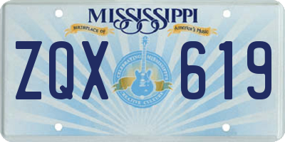 MS license plate ZQX619