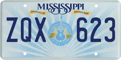 MS license plate ZQX623