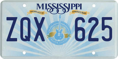 MS license plate ZQX625