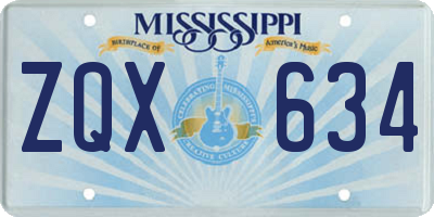MS license plate ZQX634
