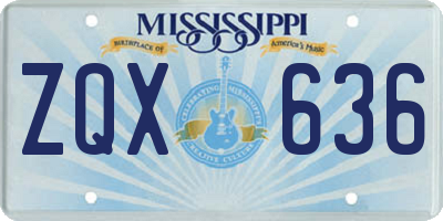 MS license plate ZQX636