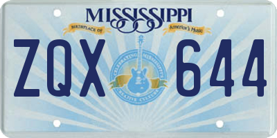 MS license plate ZQX644