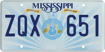 MS license plate ZQX651