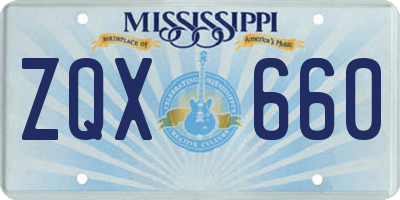 MS license plate ZQX660