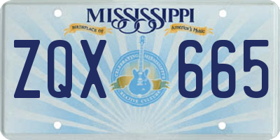 MS license plate ZQX665