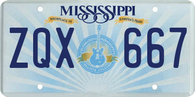MS license plate ZQX667