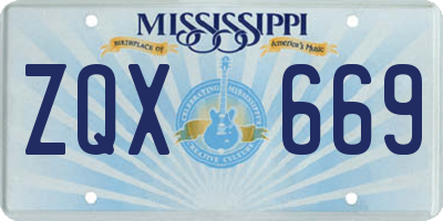 MS license plate ZQX669