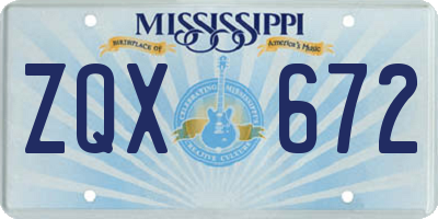 MS license plate ZQX672