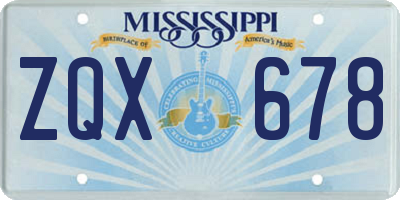 MS license plate ZQX678