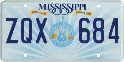 MS license plate ZQX684
