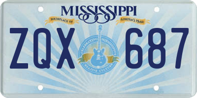 MS license plate ZQX687