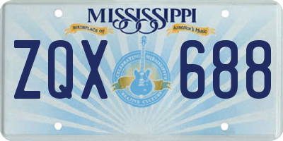 MS license plate ZQX688