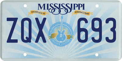 MS license plate ZQX693